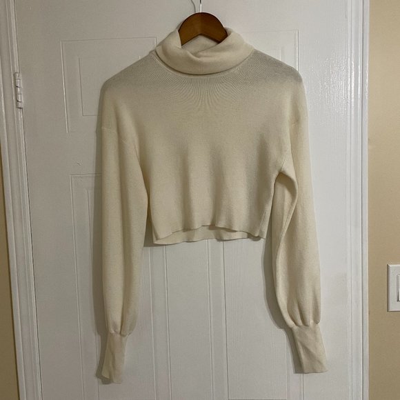 Wilfred Sweaters - Wilfred Cream White Cropped Turtleneck Sweater